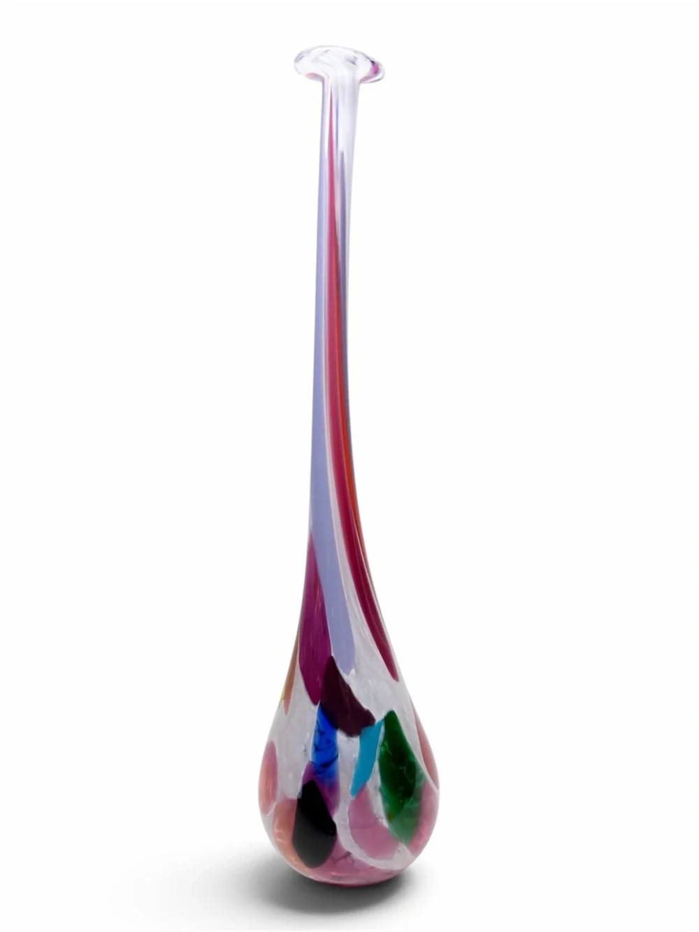 Vintage 80s 1989 Hand Blown Glass Art Glass Bud Vase Artist Signed